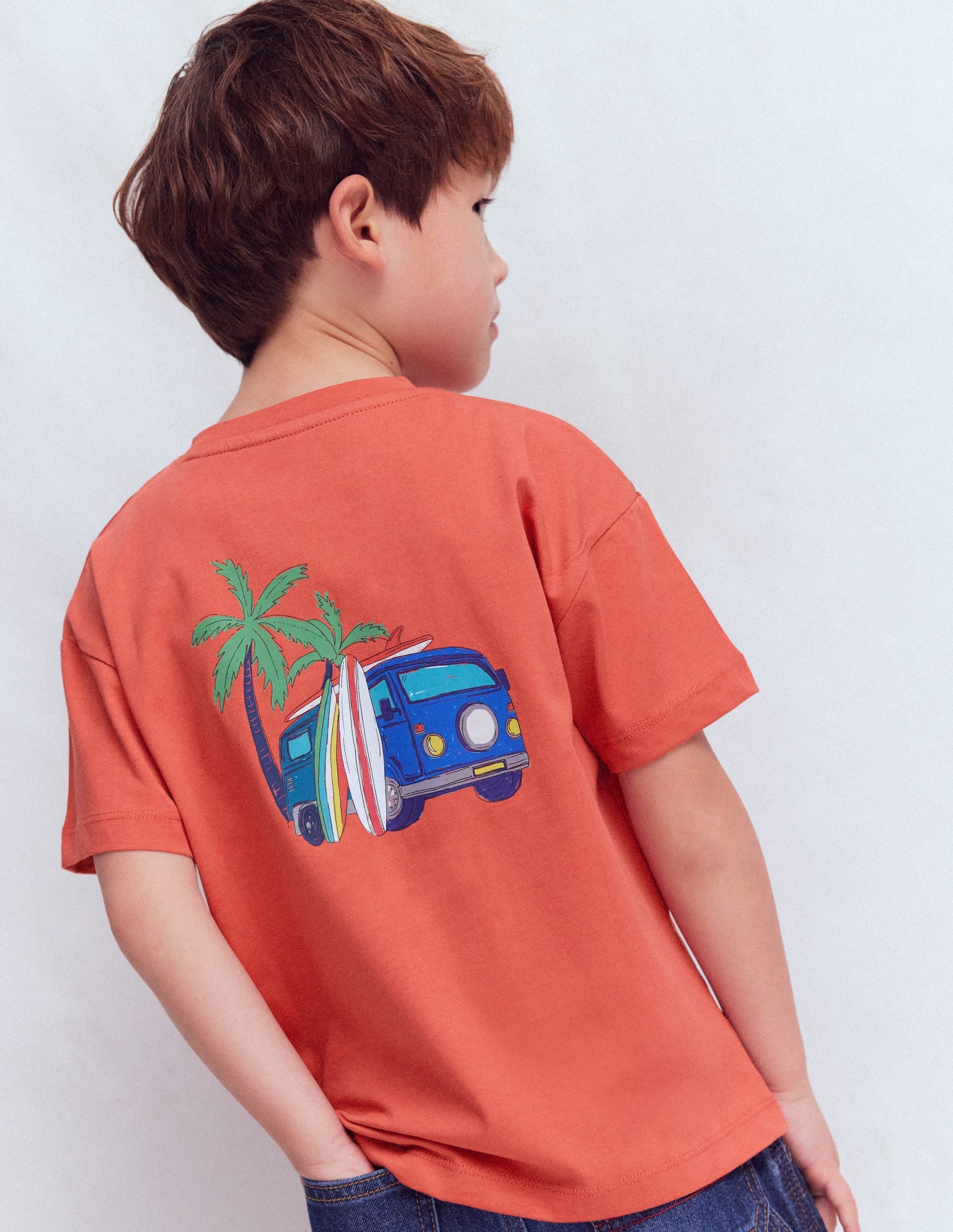 Front & Back Printed T-shirt-Burnt Sienna Camper Van