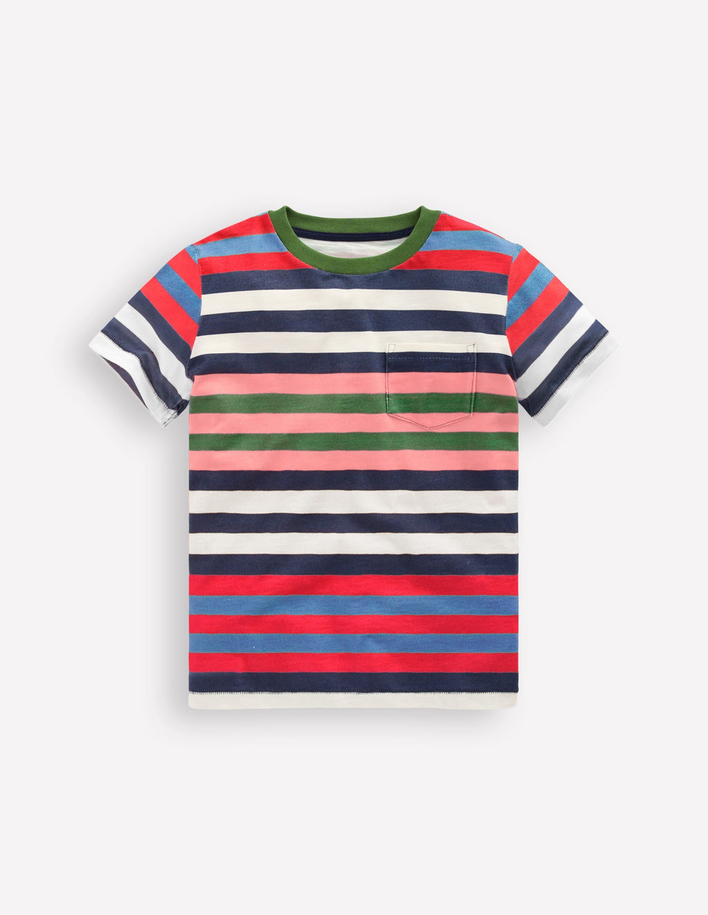 Everyday Short Sleeve T-Shirt-Navy, Red and Blue Multistripe