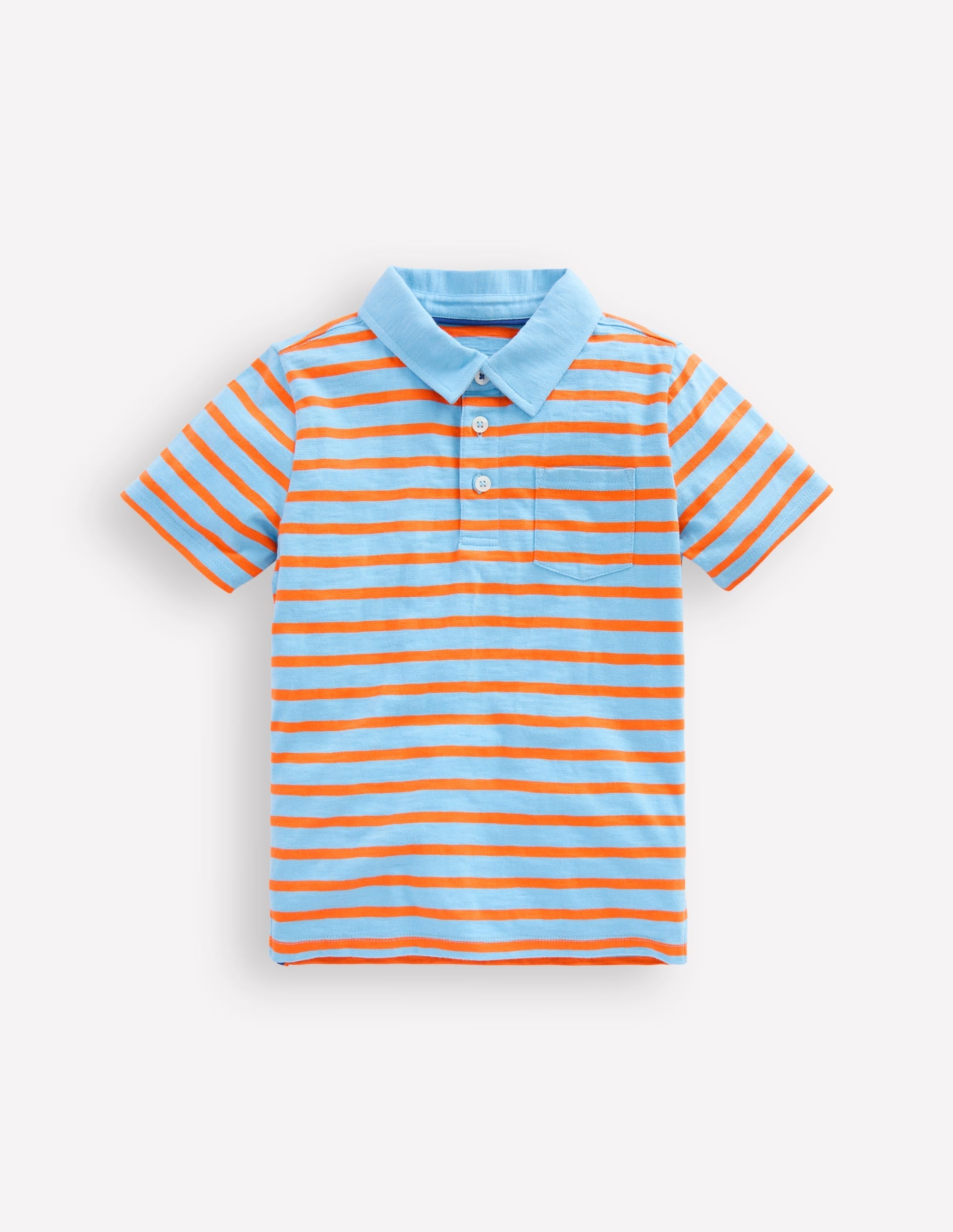Slub Polo Shirt-Glacier Blue/ Firecracker Red