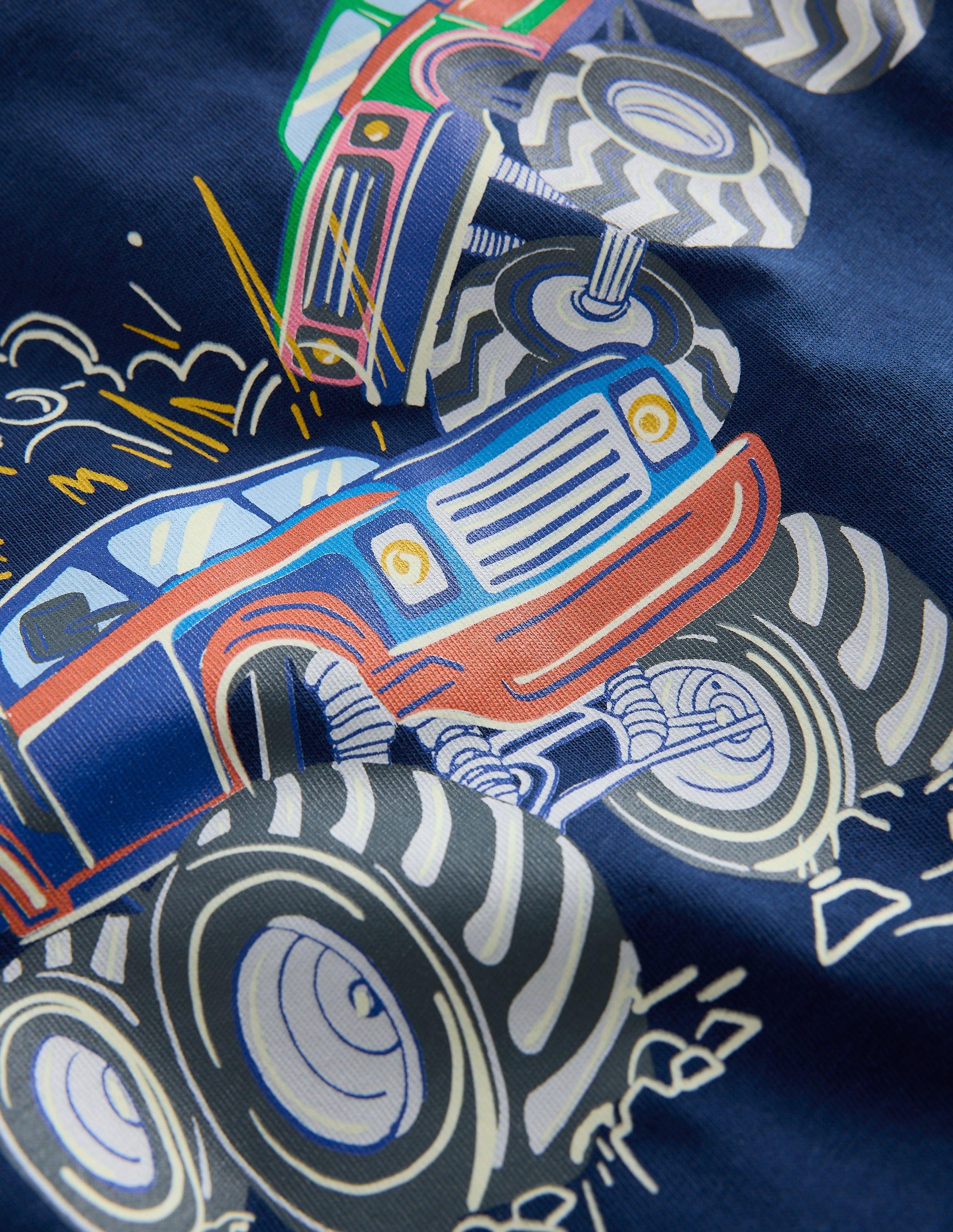 Glow-In-The-Dark T-shirt-Medieval blue Monster trucks
