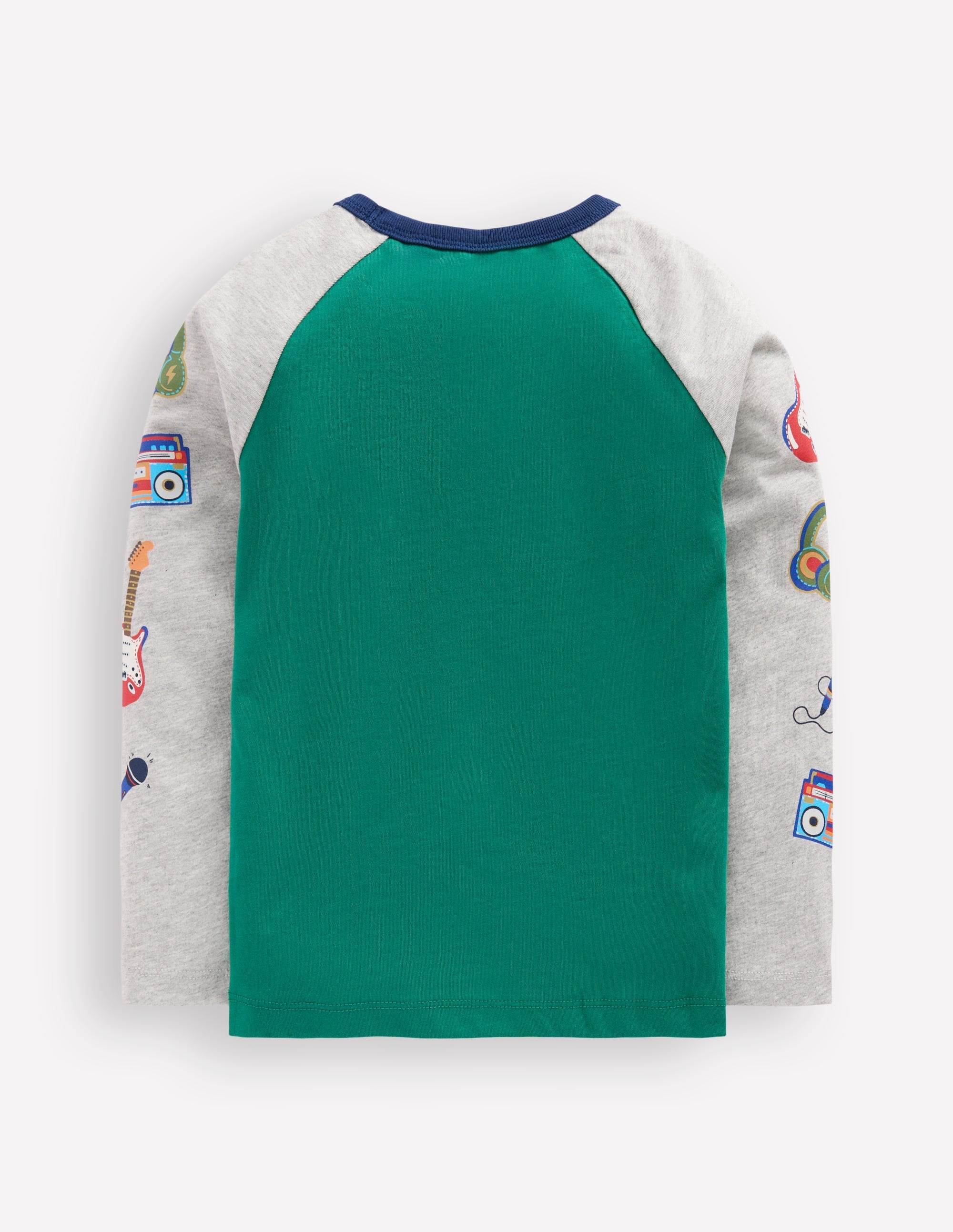 Printed Sleeve Raglan T-shirt-Green Weekend Print