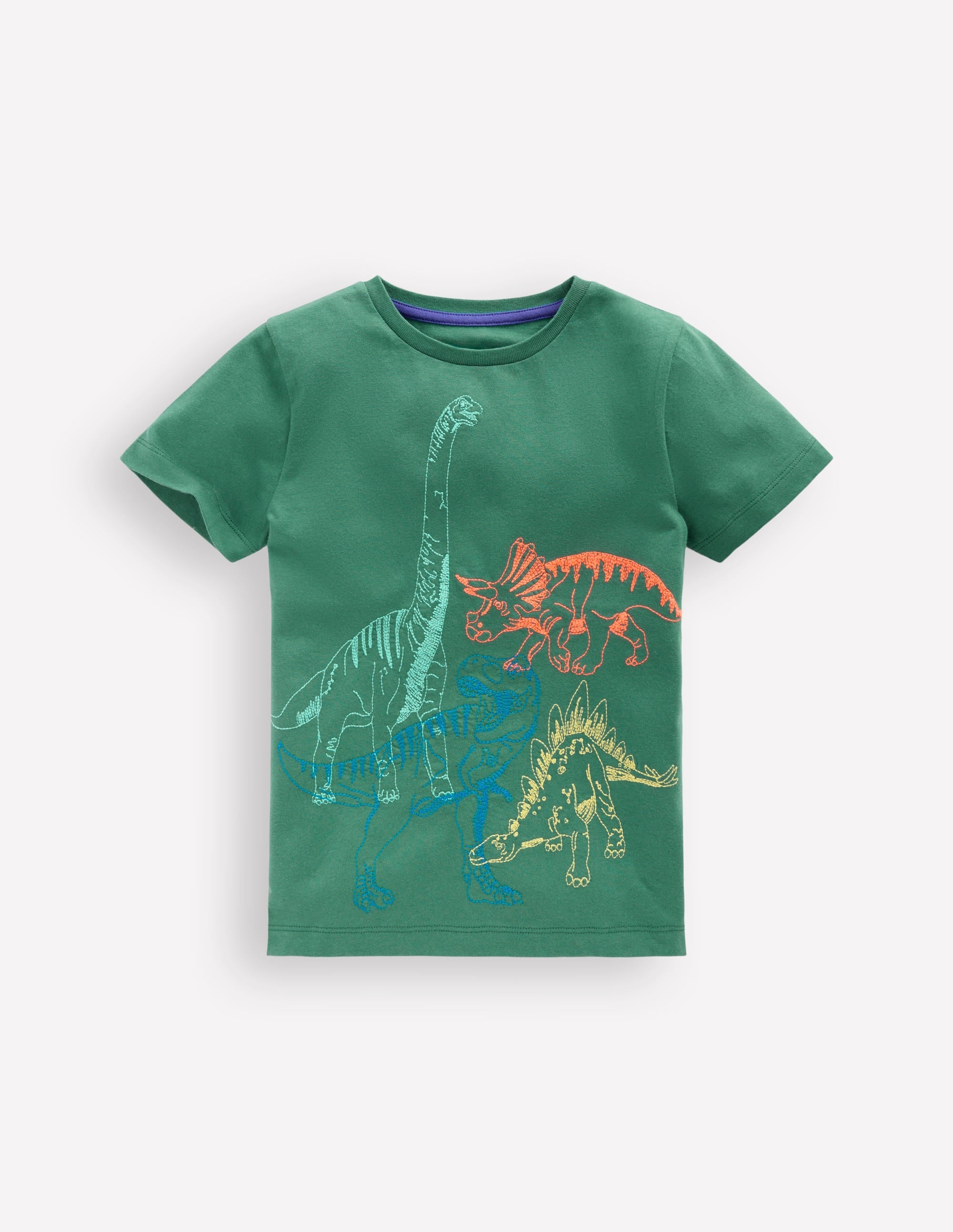 Linear Stitch T-shirt-Spruce Green Dinos