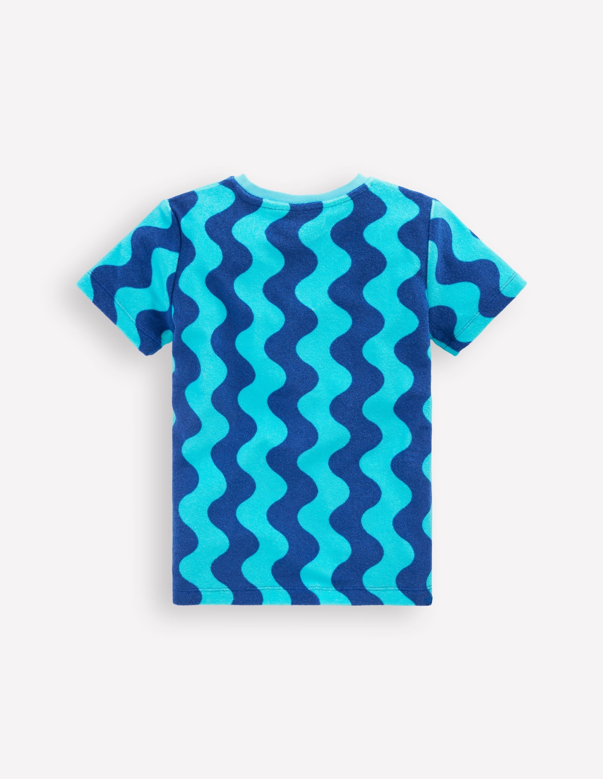 Short Sleeve Towelling T-shirt-Blue Waves
