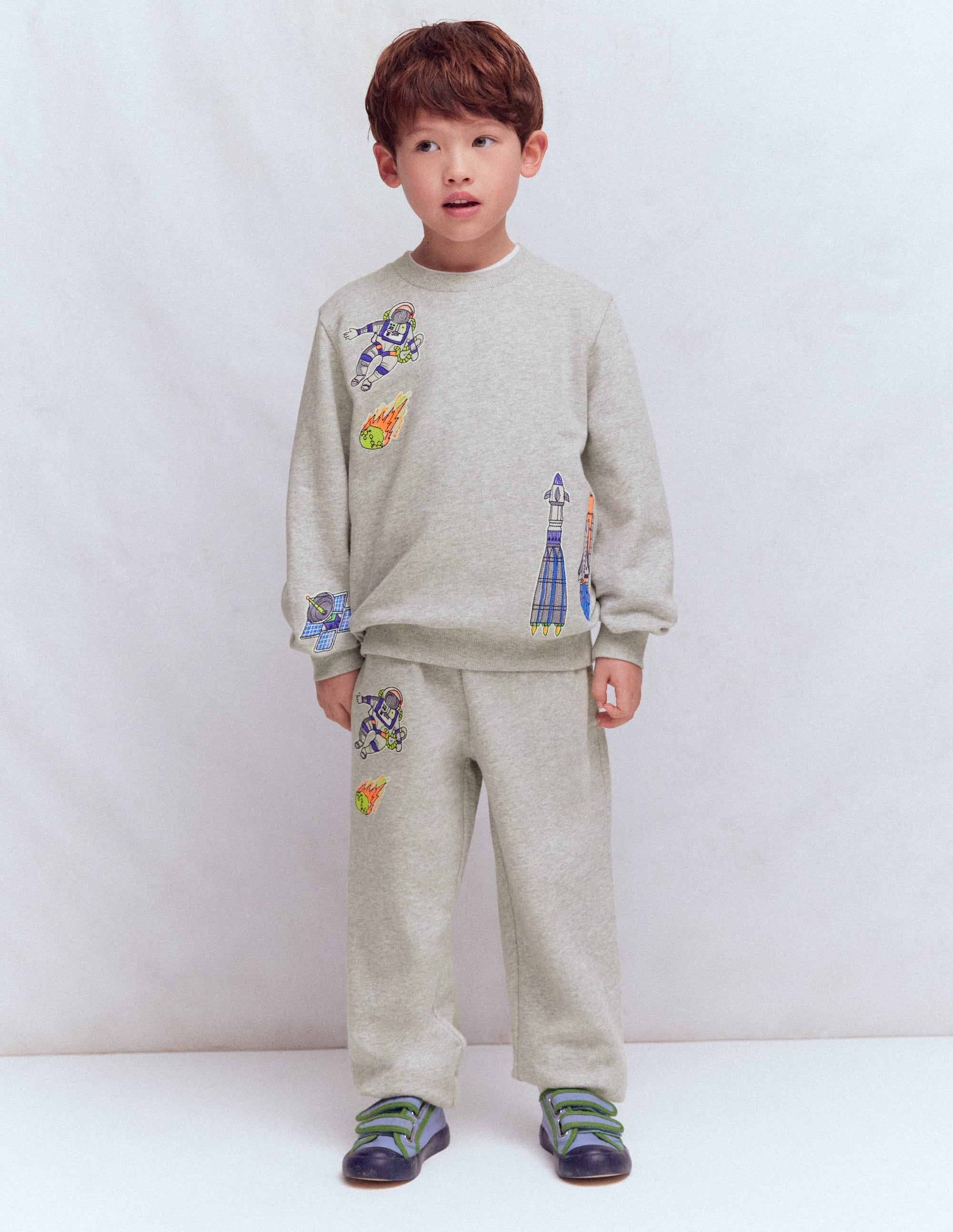 Badge Sweatshirt-Grey Marl Space