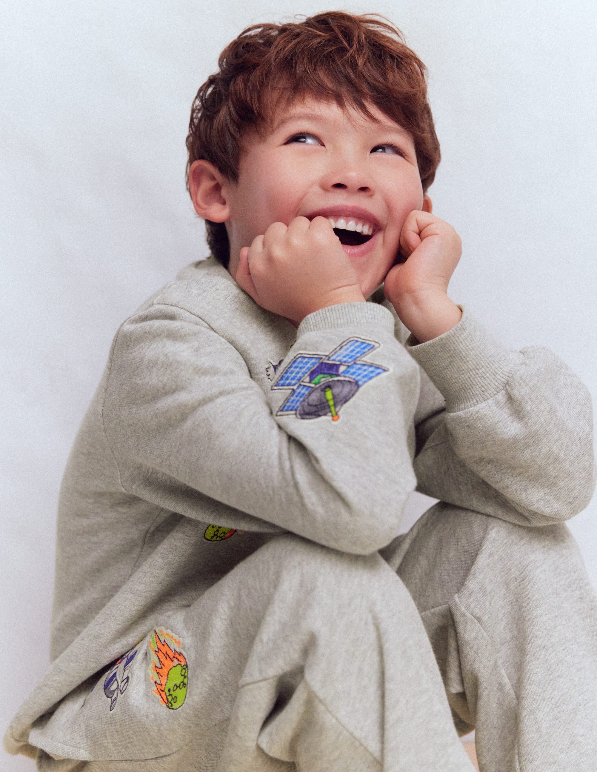 Badge Sweatshirt-Grey Marl Space