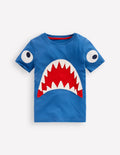 Short Sleeve Fun Appliqué Tee-Bluejay Shark
