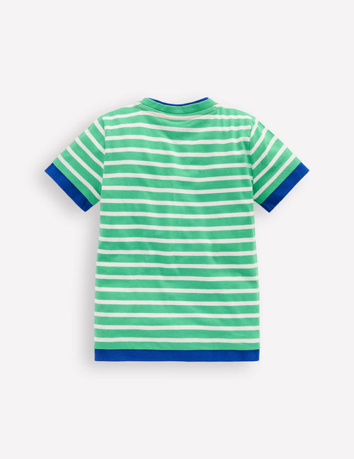 Double Layer T-shirt-Pea Green/Ivory